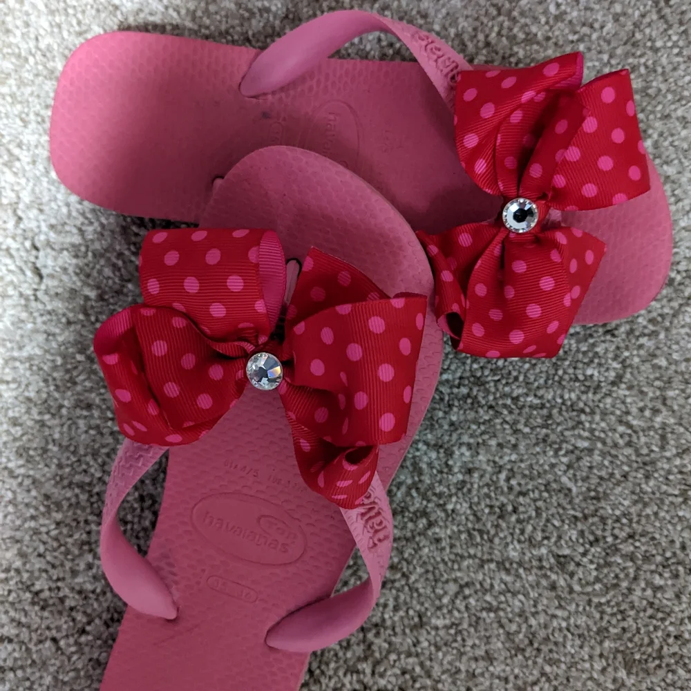 Pink Polka Dot Havaianas Flip Flop Thong Sandals